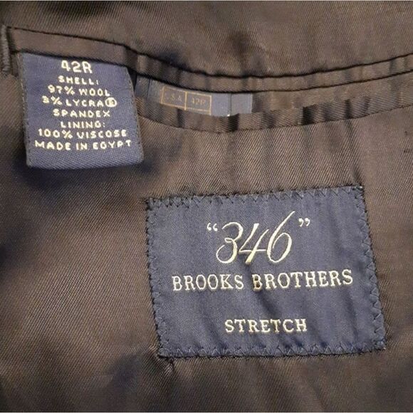 BROOKS BROTHERS Pinstriped 346 Sport‎ Coat 100% Soft Wool Deep Charcoal S… - Picture 7 of 10